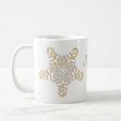 金ゴールド&シルバーメリークリスマススターブラック&ホワイト コーヒーマグカップ (左)