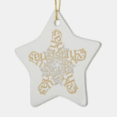 金ゴールド、シルバーメリークリスマススター書道アート セラミックオーナメント (左)
