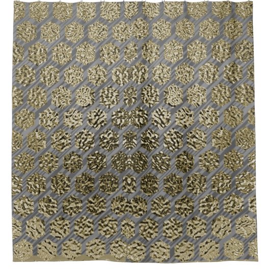 金ゴールド&シルバーラグジュアリーデザイン シャワーカーテン (正面)