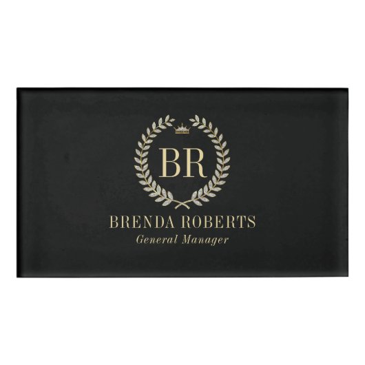 金ゴールド&シルバーローレルリースモノグラカスタムム 名札 (正面)