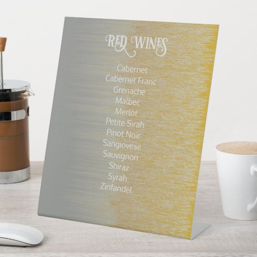 金ゴールド、シルバー結婚の誕生日パーティーディナーメニュー 台座サイン (インサイチュ)