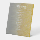 金ゴールド、シルバー結婚の誕生日パーティーディナーメニュー 台座サイン (正面)