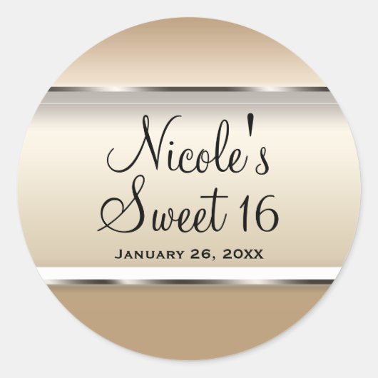 金ゴールド&シルバー結婚グラムの誕生日パーティーの好意 ラウンドシール (正面)