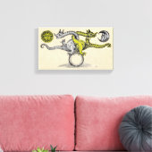 金ゴールド&シルバー・ドラゴン キャンバスプリント (インサイチュ (リビング))