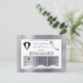 金ゴールド – シルバー – ブラスモダンデザイン婚約 インビテーションポストカード (スタンド正面)