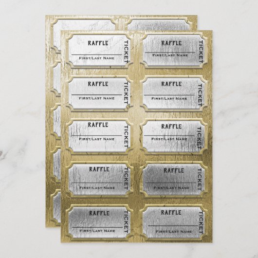 金ゴールド・シルバー・ラッフル・チケット 招待状 (正面/裏面)