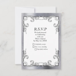 金ゴールド、シルバー – 真鍮モダン 出欠カード