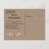 金ゴールド – シルバー – 真鍮ヴィンテージデコール婚約 インビテーションポストカード (裏面)