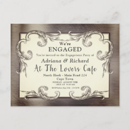 金ゴールド – シルバー – 真鍮ヴィンテージデコール婚約 インビテーションポストカード