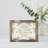 金ゴールド – シルバー – 真鍮ヴィンテージデコール婚約 インビテーションポストカード (スタンド正面)