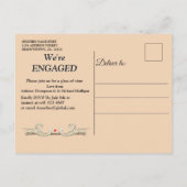 金ゴールド – シルバー – 真鍮ヴィンテージデコール婚約 インビテーションポストカード (裏面)