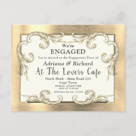 金ゴールド – シルバー – 真鍮ヴィンテージデコール婚約 インビテーションポストカード