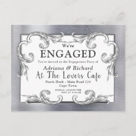 金ゴールド – シルバー – 真鍮ヴィンテージデコール婚約 インビテーションポストカード