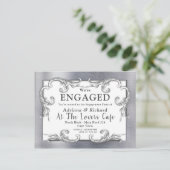 金ゴールド – シルバー – 真鍮ヴィンテージデコール婚約 インビテーションポストカード (スタンド正面)