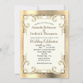 金ゴールド、シルバー、真鍮ヴィンテージ 招待状