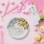 金ゴールド·シルバ結婚したー·アンド·メリー·クリスマス·パーティー ペーパープレート (パーティー)