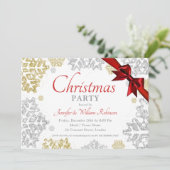 金ゴールド&シンプルシルバースノーフレーククリスマスホリデイ 招待状 (スタンド正面)