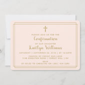 金ゴールド&シンプル赤面ピンクホーリークロス確認 招待状 (正面)