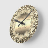 金ゴールド·シーキンズ·ダ結婚イヤモンド50周年 ラウンド壁時計 (傾斜)