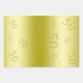 金ゴールド・ジェム&グリッター50歳誕生日パーティー  ラッピングペーパーシート (正面3)