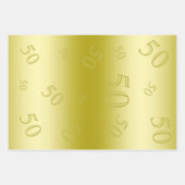 金ゴールド・ジェム&グリッター50歳誕生日パーティー  ラッピングペーパーシート (正面)