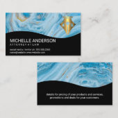 金ゴールド |ジャスティススケールロゴ |大理石(青) 名刺 (正面/裏面)