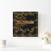 金ゴールド スクエア壁時計 (ホーム)