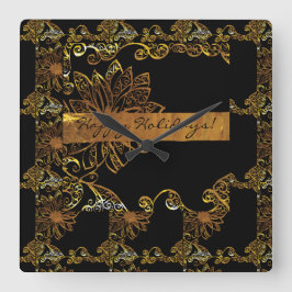 金ゴールド スクエア壁時計