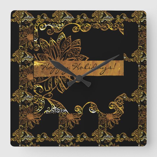 金ゴールド スクエア壁時計 (正面)