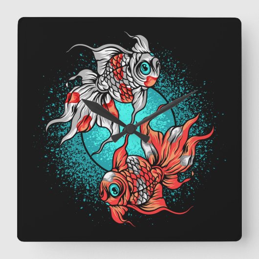 金ゴールド スクエア壁時計 (正面)