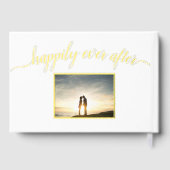 金ゴールド・スクリプト写真の後に幸せ結婚に ゲストブック (裏面)