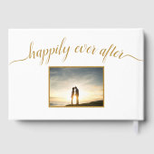 金ゴールド・スクリプト写真の後に幸せ結婚に ゲストブック (裏面)