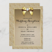 金ゴールド&スタイリッシュジェムウェディングレセプション 招待状 (正面/裏面)