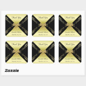 金ゴールド&スタイリッシュブラック装飾弓ありがとう スクエアシール (シート)