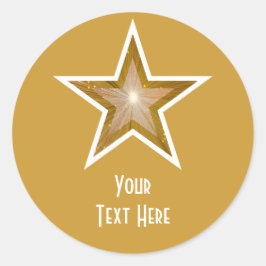 "金ゴールド"スター'あなたのテキスト'の丸いステッカー黄色 ラウンドシール