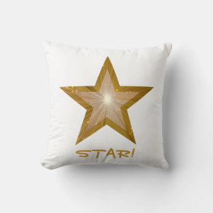 "金ゴールド"スター'スター!"装飾用クッションの正方形の白 クッション