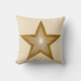 「金ゴールド」スタープリント装飾用クッションスクエアクリーム クッション