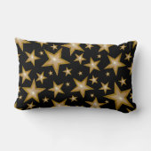 "金ゴールド"スター印刷装飾用クッションルンバーブラック ランバークッション (裏面)