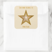 「金ゴールド」スター蔵書票ステッカーのクリーム スクエアシール (バッグ)