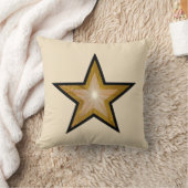「金ゴールド」スター装飾用クッションスクエアクリームブラックバック クッション (ブランケット)