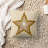 "金ゴールド"スター装飾用クッションスクエアクリーム金ゴールドバック クッション (ブランケット)