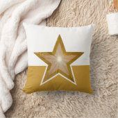 "金ゴールド"スター装飾用クッションスクエア金ゴールド白 クッション (ブランケット)