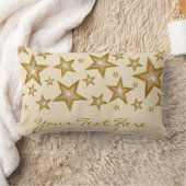 "金ゴールド"スター"あなたのテキスト'のランバークリーム ランバークッション (ブランケット)