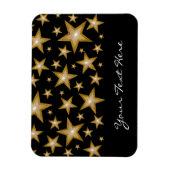 "金ゴールド"スター"あなたのテキスト"の柔軟なマグネットブラック マグネット (縦)