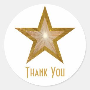 金ゴールド·スター「Thank You」の丸いステッカー（白） ラウンドシール