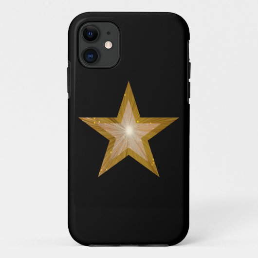 "金ゴールド"スターiPhoneケース黒 Case-Mate iPhoneケース (裏面)