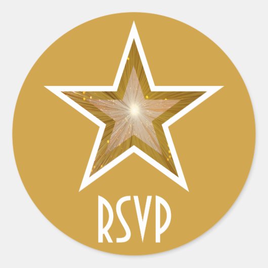 "金ゴールド"スターRSVPラウンドのステッカー黄色 ラウンドシール (正面)