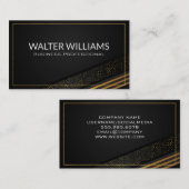 金ゴールド ストライプの |斑点のある金色の黒いパターン 名刺 (正面/裏面)