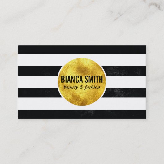 金ゴールド |ストライプ 名刺 (正面)