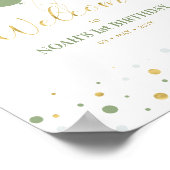 金ゴールド&セージバルーン男の子1歳の誕生日へようこそ ポスター (角)